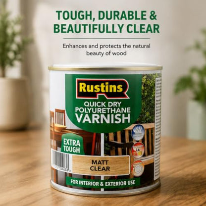 Rustins Quick Dry Polyurethane Varnish Matt Clear 250ml - color: Matt Clear, size: 250ml