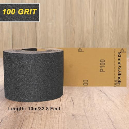 Sandpaper Roll 100 Grit, Wet Dry Sand Paper 3-2/3" Wide 11 Yard - style: 100 Grit