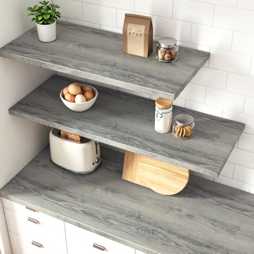 Livelynine Gray Wood Grain Contact Paper Peel Stick Wood Wallpaper Cabinets - color: Gray Oak, size: 15.8" x 78.8"