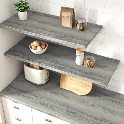 Livelynine Gray Wood Grain Contact Paper Peel Stick Wood Wallpaper Cabinets - color: Gray Oak, size: 15.8" x 78.8"