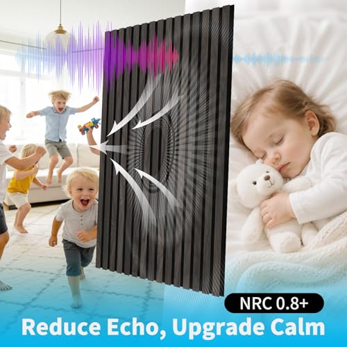 Art3d 47 x 23.6 in Acoustic Wood Slat Design Wall Panels, 4-Pack, Grey Oak - color: Grey Oak, size: 23.6" x 47"