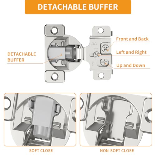 Chibery 10 Pack Face Frame Cabinet Hinges, 1/2" Overlay, Soft Close, 105° - size: 1/2 Inch Overlay