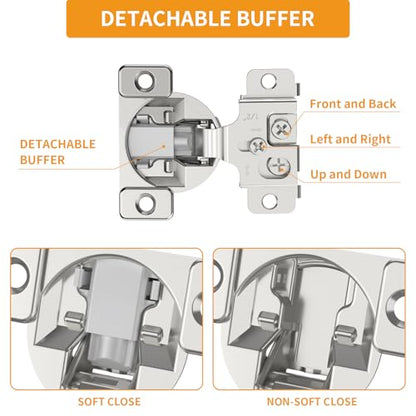 Chibery 10 Pack Face Frame Cabinet Hinges, 1/2" Overlay, Soft Close, 105° - size: 1/2 Inch Overlay
