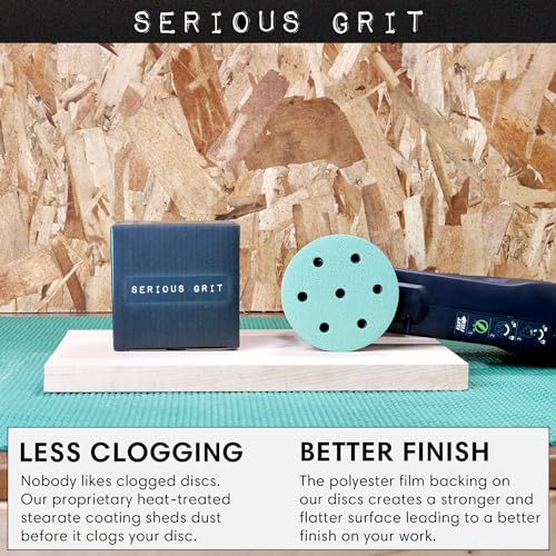 Serious Grit - 3.5" (90mm) 7-Hole P80 Grit Sanding Discs - 50 Pack Box - size: 80 Grit