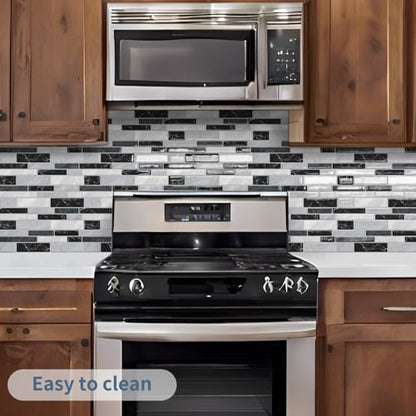 DEWOO Kitchen Backsplash 3D Self Adhesive Peel and Stick Wall Tile 10 Sheet - color: Gray