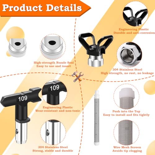 14 Pieces Airless Paint Sprayer Tips Set, Reversible Spray Tips - size: 109, 211, 315, 417, 517, 623
