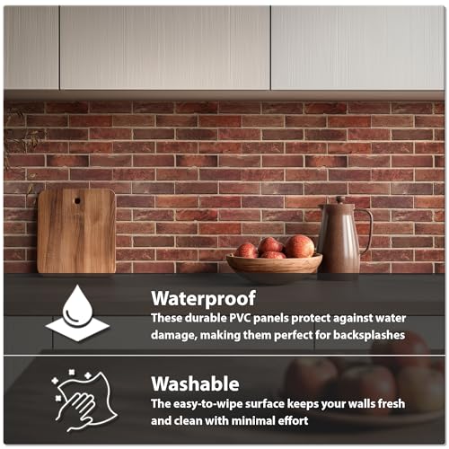 Sample 3D Faux Brick Wall Panel, 10" x 10", Material & Finish Preview - color: Red, size: Sample