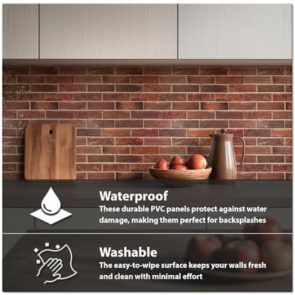 Sample 3D Faux Brick Wall Panel, 10" x 10", Material & Finish Preview - color: Red, size: Sample