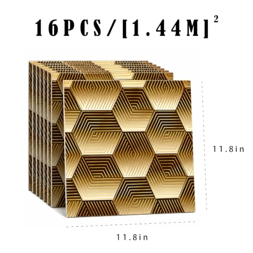 Peel and Stick Kitchen Backsplash Tiles 16PCS – Waterproof Self Adhesive Wall Stickers, Easy DIY Stick On, Heat Resistant Decorative Wall Covering (Art Deco Geometric Hexagon Style) - color: Art Deco Geometric Hexagon Style