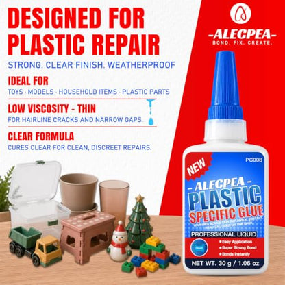 ALECPEA Plastic Glue 30g, Thin Formula for ABS, PVC, PS and Models - color: Plastic Glue
