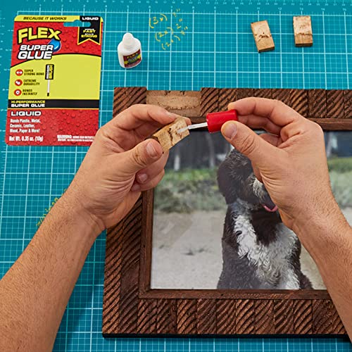 Flex Super Glue Liquid, 10 Gram Brush-On Bottle, 10-Pack, Clear, Instant Bond, Quick Dry, Cyanoacrylate Adhesive, Precision Brush for Wood, Metal, Plastic, Crafts, Ceramic, and Toy Repairs - size: 10-Pack, style: Liquid 10 Gram Brush Top