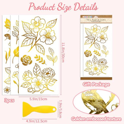 Peacoblue Leaves Flowers Rub On Transfers for Furniture Craft 6"x12" - style: Golden Leaves and Flowers