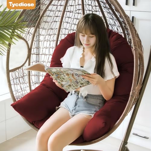 Egg Chair Cushion Replacement, Waterproof Outdoor Hanging Egg Chair Cushion Hammock Swing Chairs Cushions Pads, U-Shaped Thickened Cushions for Hanging Eggs Chairs, 47x33x7 Inches (Red) - color: Red
