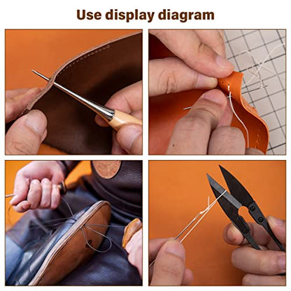 WUTA Leather Sewing Kit, Leather Stitching Kit with Sewing Awl, Needles, Waxed Thread, Upholstery Repair Kit, Heavy Duty Sewing Tools for Hand Stitching Car Seats, Sofa, Carpets, Shoes, DIY Craft - color: Set c