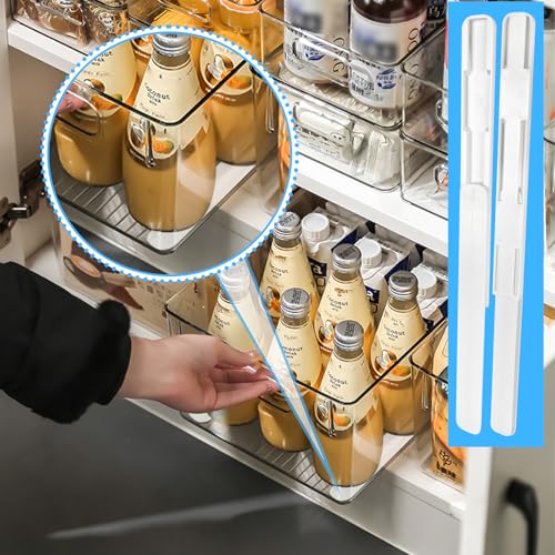 6 Pcs Adhesive Sliders for Cabinets Pull Out Drawer Organizer Accessories Pull Out Rail for Baskets,Bins,Cabinet,Shelves Basket Office Glide Cabinet Tracks Runner DIY Drawer Organizers Slides