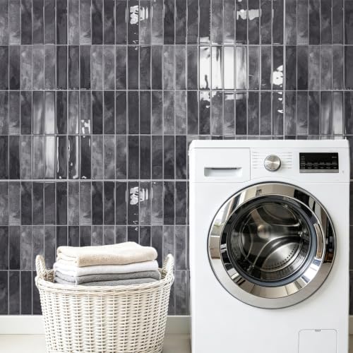 Art3d Subway Peel and Stick Backsplash, 10-Pack, 11.4" x 9", Smoky Black - color: ‎Smoky Black