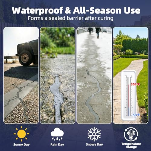 Concrete Crack Filler, 2.2lb(1kg) High Elasticity Self-Leveling Cement Crack Filler for Driveway, Walkway, Patio – Easy Repair Solution Indoor & Outdoor
