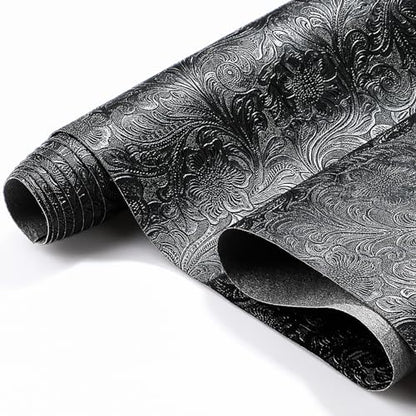 73"x55" Tooled Faux Leather Fabric Floral Embossed 2 Yard Cut