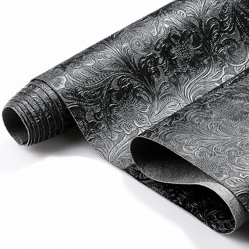 73"x55" Tooled Faux Leather Fabric Floral Embossed 2 Yard Cut