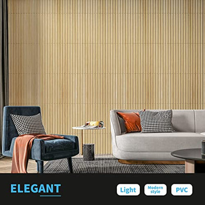 Art3d 3D Fluted Textured Slat Wall Panels, 19.7 x 19.7 in, 12-Pack, Oak - color: Square - Oak, size: 19.7 x 19.7in.