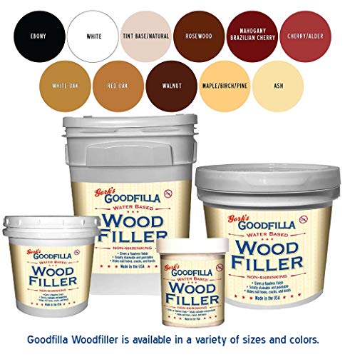Goodfilla Walnut, 1 Gallon (13.5lbs), Wood and Grain Filler, Stainable, Tintable, Sandable, Sandable, Zero Waste, Non-Toxic, USA Made - color: Walnut, size: Gallon