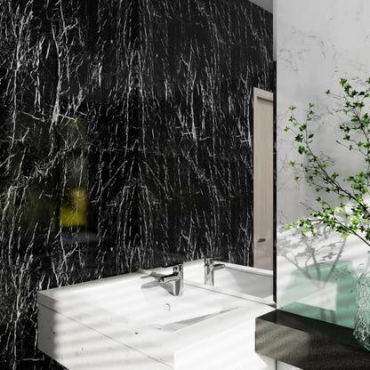 Black Glossy Marble Contact Paper 23.6"X472.4" Peel and Stick Wallpaper - color: Black, size: 23.6" x 472"