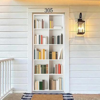 arricraft 2 Sheets Self-Adhesive Door Sticker, 80cmx200cm/31.5x78.7inch White Bookcase Bookshelf Door Murals Stickers PVC Removable Wallpaper Decoration for Bedrooms Living Room - style: White Bookcase Bookshelf