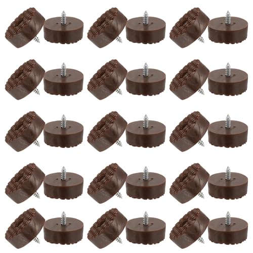 PATIKIL 1.2 Inch Screw-On Rubber Feet for Furniture, 32 Pcs Non Slip Furniture Pads Chair Glides Table Leg Protectors for Hardwood Floor Cutting Board Electronics, Brown - color: Brown, size: 1.2 Inch