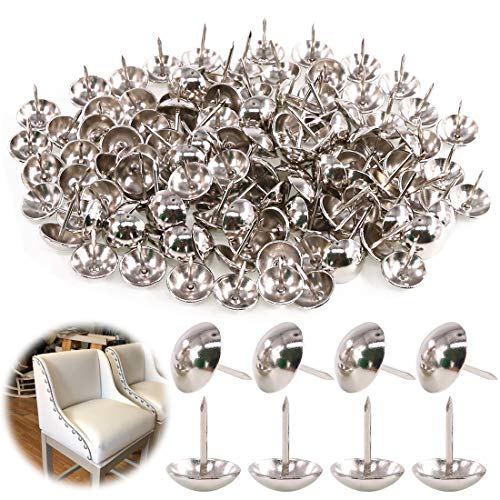 Keadic 250Pcs 5/8" (16mm) Antique Upholstery Tacks Furniture Nails Pins Assortment Kit for Upholstered Furniture Cork Board or DIY Projects - Silver - size: 5/8” - Silver - 250pcs