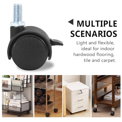 Murtenze 1.5 Inch Black Plastic Stem Casters Set of 4 - style: 1.5 Inch Stem(2 with Brake,2 with No Brake)