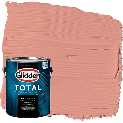 Glidden Total Interior Wall Paint & Primer All-in-One, Holland Tile/Red, Flat, 1 Gallon - color: Holland Tile, size: 128 Fl Oz (Pack of 1)