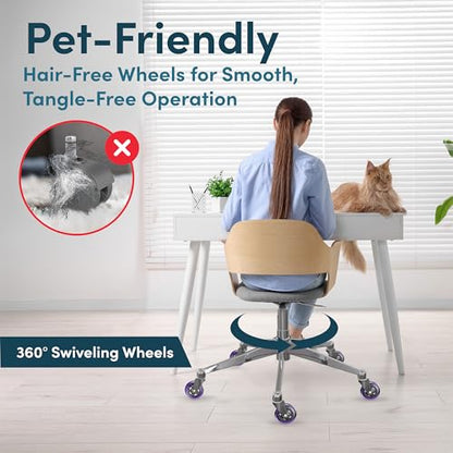 Lifelong Office Chair Wheels Replacement, Heavy Duty, Purple, 5-Pack - color: Purple & Clear, size: 3 Inch
