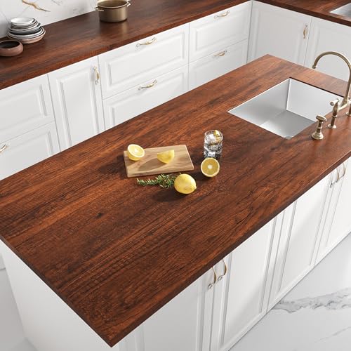 VEELIKE Auburn Cherry Wood Contact Paper Peel and Stick Wood Wallpaper for Kitchen Cabinets Furniture 15.7''x354'' Self Adhesive Waterproof Vinyl Wrap Wood Grain Contact Paper for Countertop Table Top - size: 15.7" x 354"