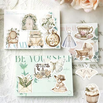 50pcs Cute White Aesthetic Stickers Cute Vinyl Laptop Decals, Waterproof White Renaissance Aesthetic Stickers, Pack for Girls Water Bottles Laptop Computer Phone Guitar - color: White