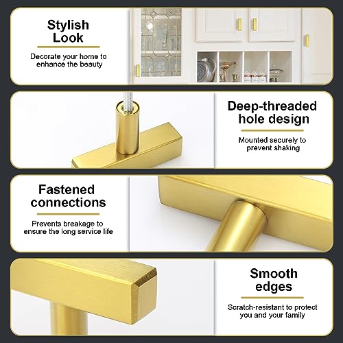 AEEKEL 30 Pack Brushed Brass Kitchen Cabinet Knobs, 2" Length Drawer Pulls - color: Gold, size: Single Hole