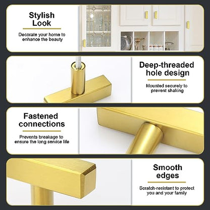 AEEKEL 30 Pack Brushed Brass Kitchen Cabinet Knobs, 2" Length Drawer Pulls - color: Gold, size: Single Hole
