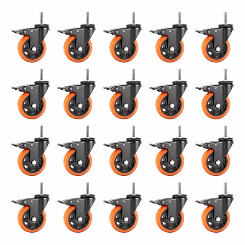 4 Inch Caster Wheels,Threaded Stem Casters Set of 4 Heavy Duty with Brake - size: 4"20pack