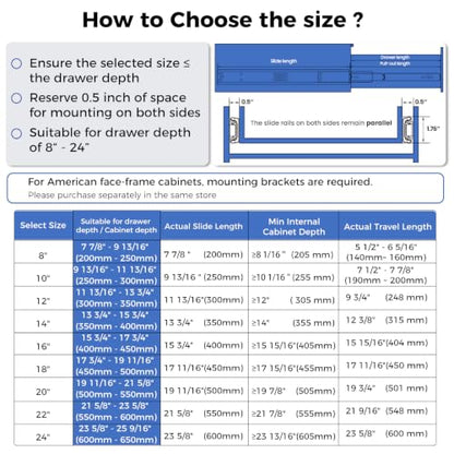 LONTAN 6 Pairs 18 Inch Soft Close Drawer Slides Heavy Duty 100lb Capacity - size: 18 Inch