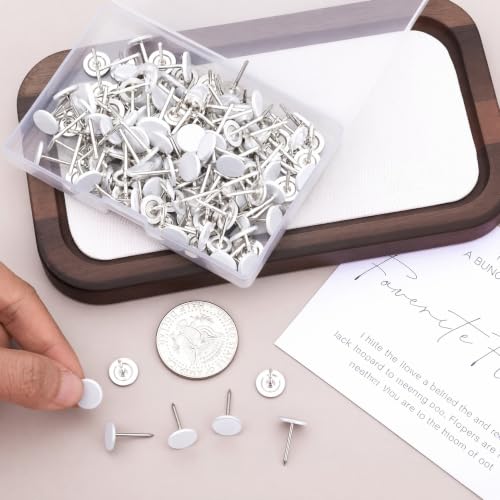 100pcs Flat Head Thumb Tacks for Wall, White Metal Push Pins - color: White, 100pcs