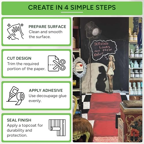 Mint by Michelle Silver Silhouette Decoupage Paper for Furniture (A1) - size: A1