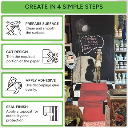 Mint by Michelle Silver Silhouette Decoupage Paper for Furniture (A1) - size: A1