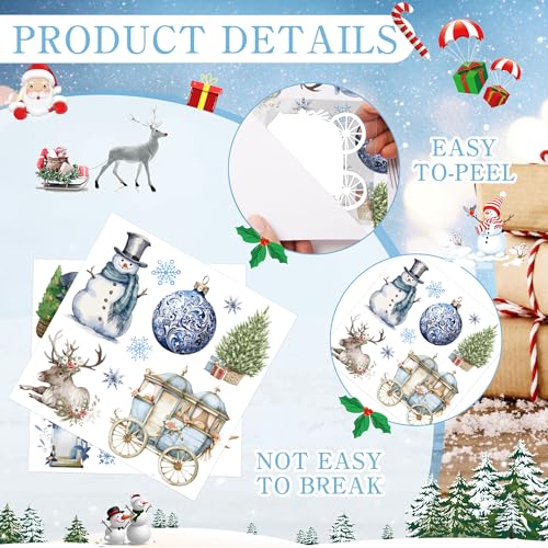 16 Pcs Snowman & Reindeer Rub-On Transfers for Furniture & Crafts - style: Winter