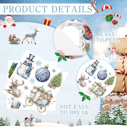 16 Pcs Snowman & Reindeer Rub-On Transfers for Furniture & Crafts - style: Winter