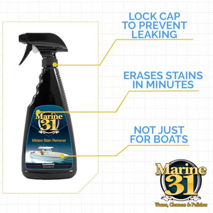Marine 31 Mildew Stain Remover & Cleaner | Effective for Boats, Homes, Patios, Bathrooms & Showers | Removes Mold & Mildew Stains | Combo Pack | M31-370-RFK-1 | 20oz & Gallon - size: 148 Fl Oz (Pack of 1)