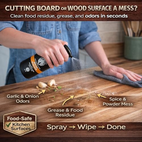 Rhino Wax Cutting Board Spray Cleaner - Food-Safe for All Wood Surfaces
