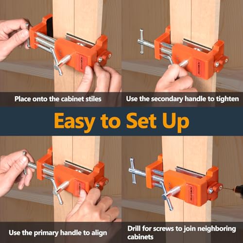 POWERTEC Cabinet Face Frame Clamps (2 Pack) - Cabinet Installation Tool with Drill Guide, Precise Alignment & Secure Hold (72126) - style: Cabinet Face Frame Clamps (2PK)