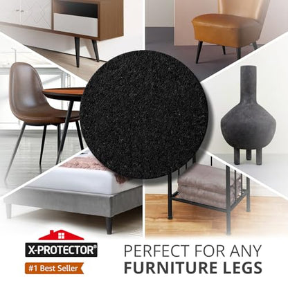 X-Protector Felt Furniture Pads - 24 Pcs 2" - Round Felt Pads - size: 2" 24 Black, Round