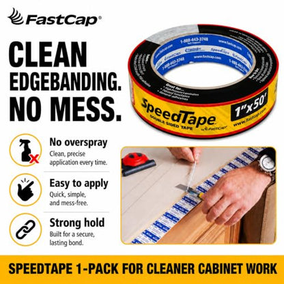 FastCap SpeedTape Double Sided Adhesive Tape, 1" x 50'
