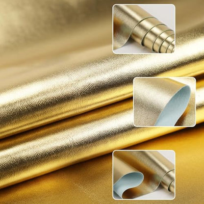 Faux Leather Fabric Smooth Solid 54" x 36" (Golden) - color: Golden