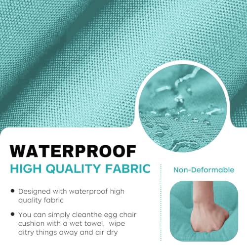 Egg Chair Cushion Replacement, Waterproof Thicken Hanging Egg Swing Chair Cushion for Outdoor Furniture, Wicker Rattan Hammock Basket Cushion with Headrest Pillow 47x31.5x4.7 inch(Teal) - color: Teal